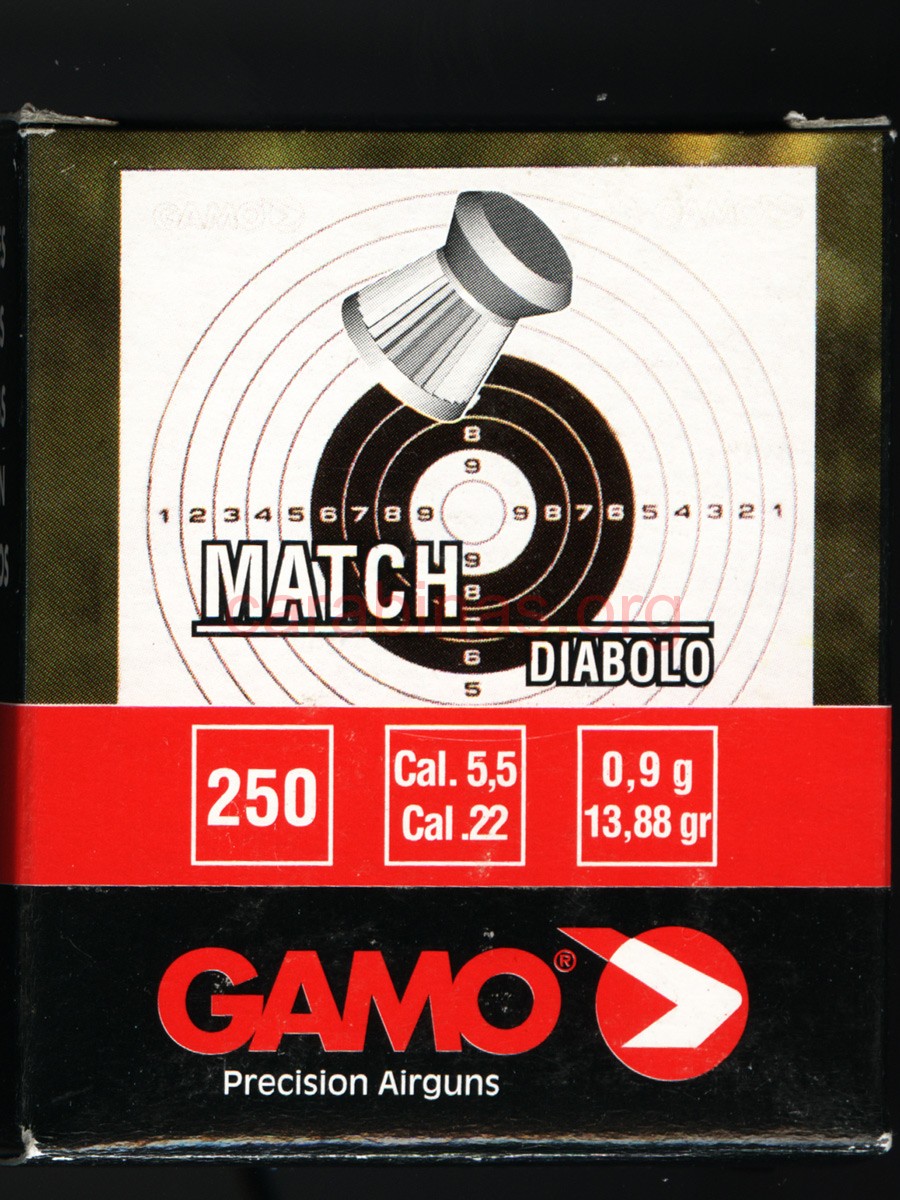 Caja cartón Gamo Match 5.5mm 250 unidades.